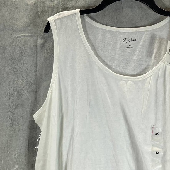 Style & Co Women's Plus Size White Cotton Scoop-Neck Tank Top SZ 3X - Picture 3 of 10